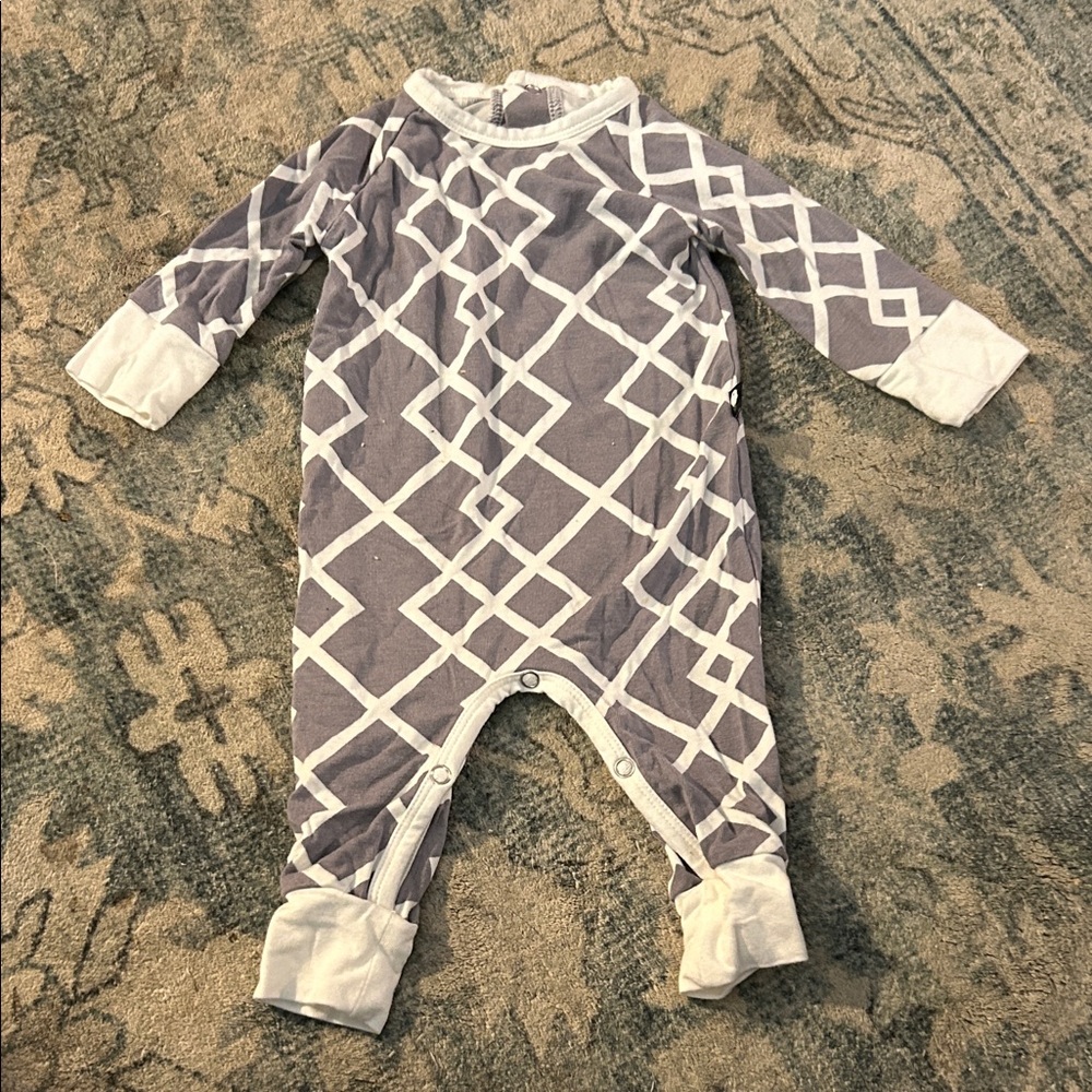 Sweet Bamboo Neutral Diamond Lattice Romper
